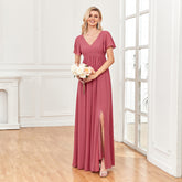 Vestido largo de fiesta de gasa hasta el suelo con corte en A y diseño de sandía My Luna de W&M
